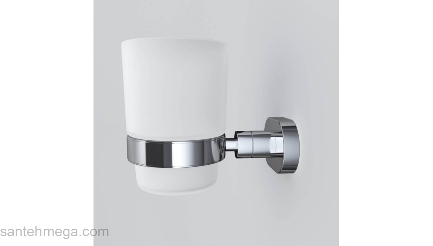 Стеклянный стакан с настенным держателем AM.PM Sense A7434300 для ванной комнаты. Фото