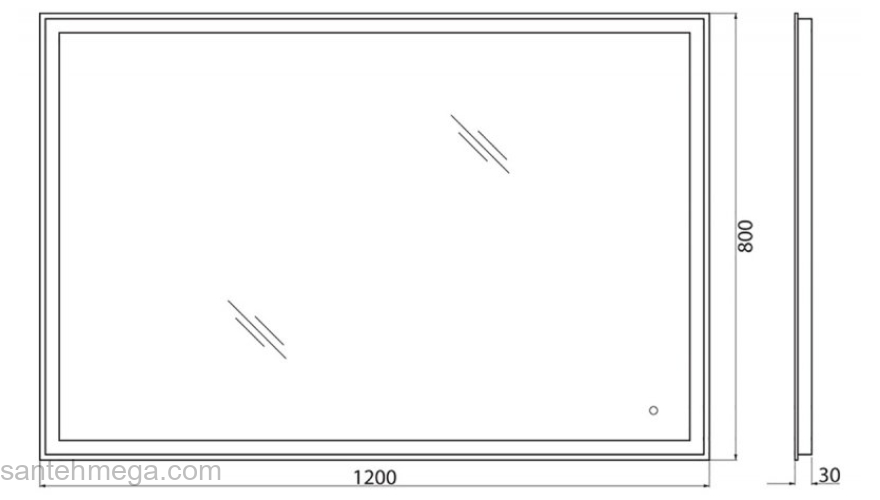 Зеркало с встроенным светильником и сенсорным выключателем BELBAGNO SPC-GRT-1200-800-LED-TCH. Фото