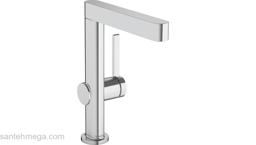 Finoris Смеситель для раковины, однорычажный, 230 с поворотным изливом, со сливным клапаном Push-Open 76060000, хром. Фото