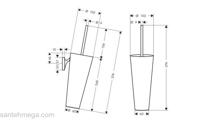 Туалетный ёршик AXOR Starck Organic 42735000 для ванной комнаты. Фото