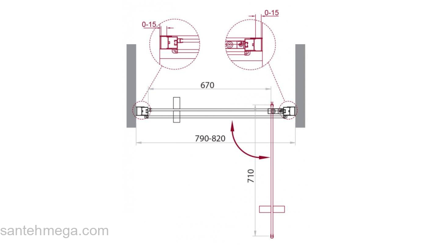 Душевая дверь BELBAGNO MARMI-B-1-80-C-Cr. Фото