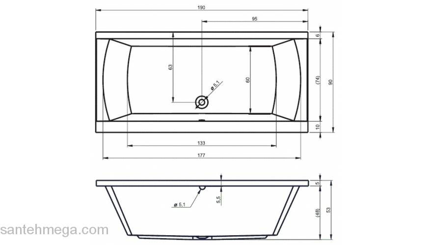 Ванна акриловая RIHO Julia 190х90 BA69005. Фото