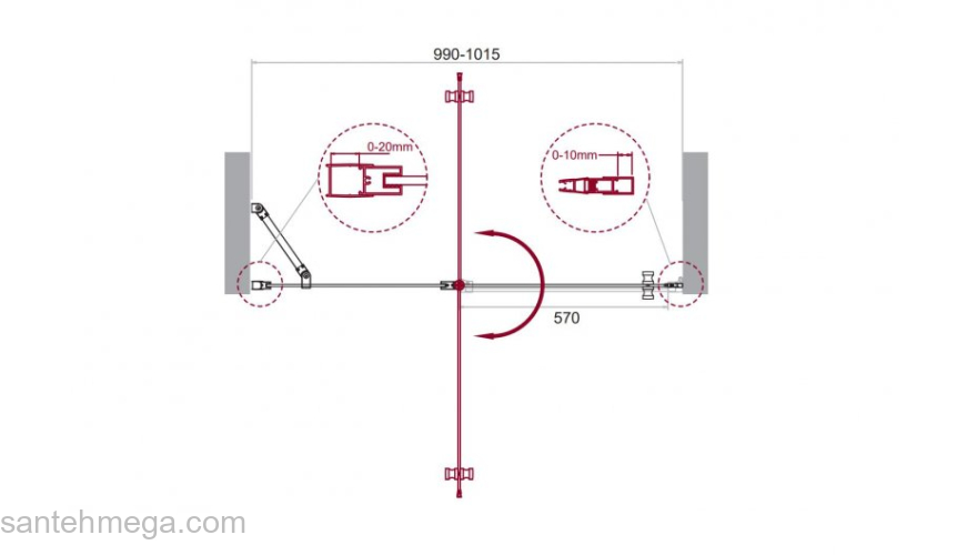 Душевая дверь BELBAGNO ETNA-B-12-60/40-C-Cr-90. Фото
