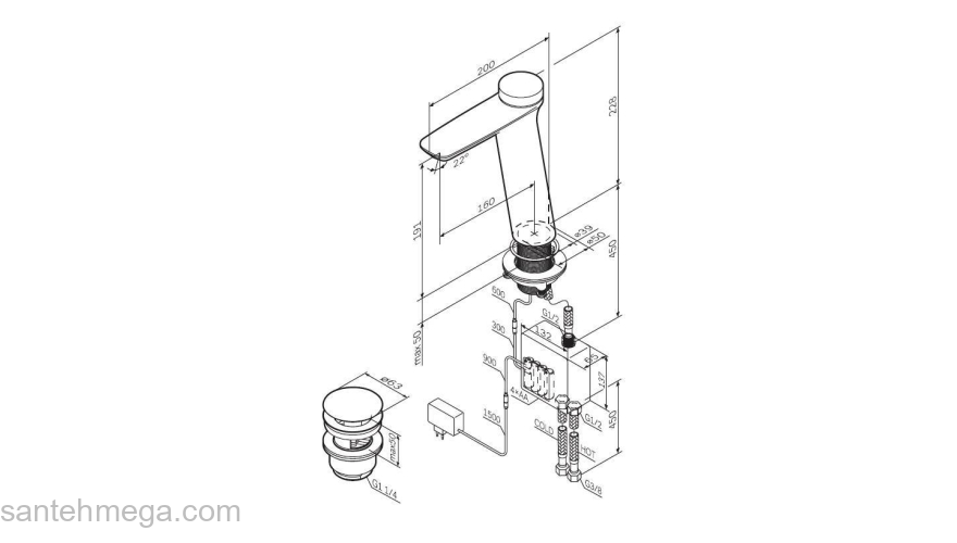 Смеситель для раковины TouchReel электронный высокий, с донным клапаном AM.PM Inspire 2.0 F50A93400. Фото