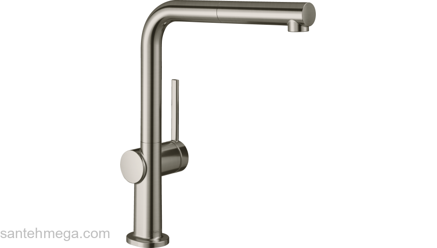 Кухонный смеситель однорычажный, 270, с вытяжным изливом, 1jet Hansgrohe 72808800, под сталь. Фото