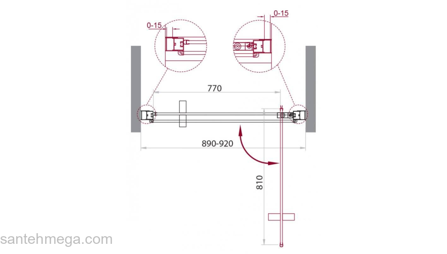 Душевая дверь BELBAGNO MARMI-B-1-90-C-Cr. Фото