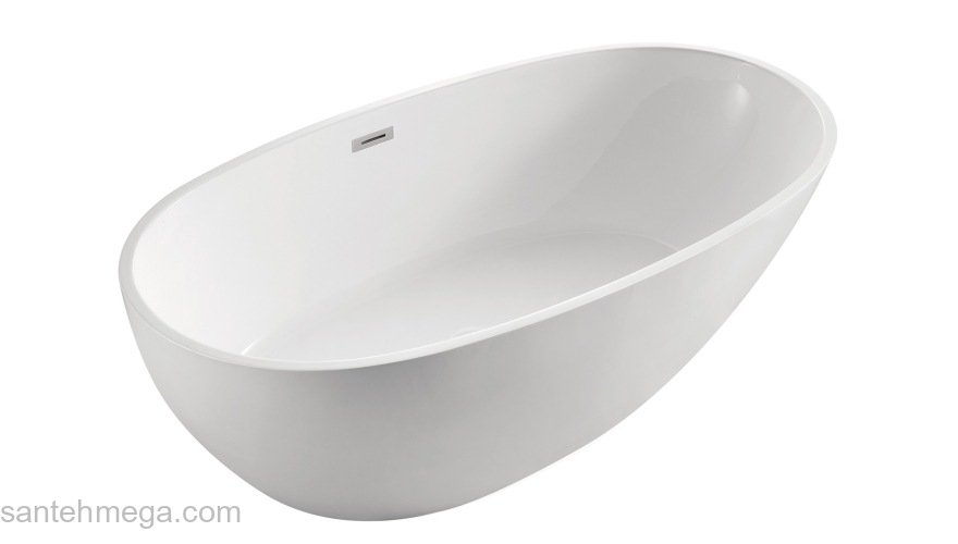 Ванна акриловая Azario LEEDS 1685х840х580, свободностоящая, в комплекте с сифоном и металлической рамой LEE17085. Фото