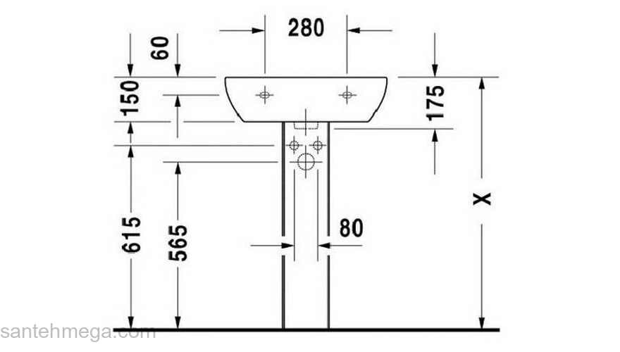 Пьедестал для раковины DURAVIT D-Code 08632700002. Фото