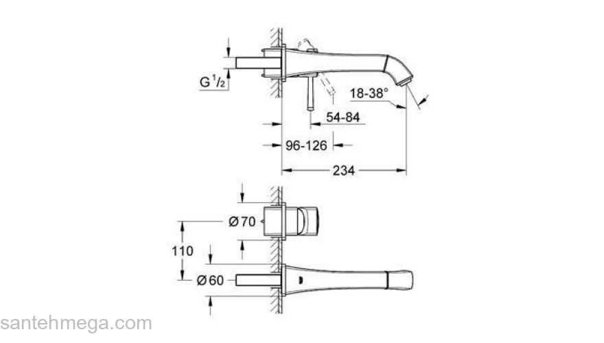 Смеситель для раковины GROHE Grandera 19930000 (внешняя часть). Фото