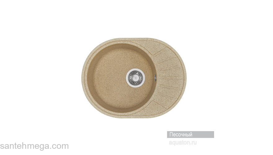 Мойка для кухни Акватон Чезана круглая с крылом песочная 1A711232CS220. Фото