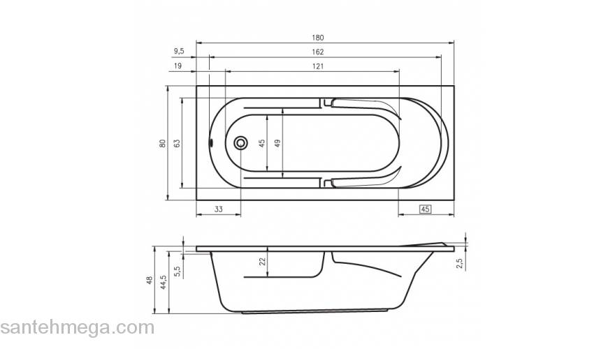 Ванна акриловая RIHO Future 180х80 BC31005. Фото