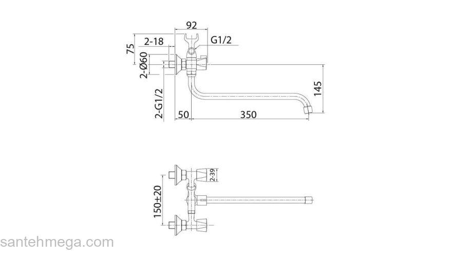 Смеситель для ванны с длинным изливом Tring Milardo TRISB02M10. Фото