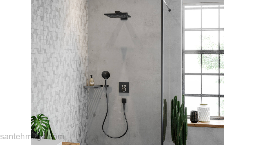 Угловая корзинка AddStoris Hansgrohe 41741670, матовый черный для ванной комнаты. Фото