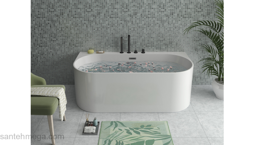 Ванна акриловая Azario BRADFORD 1700х800х580 пристенная, в комплекте с сифоном и металлической рамой BRA17080. Фото