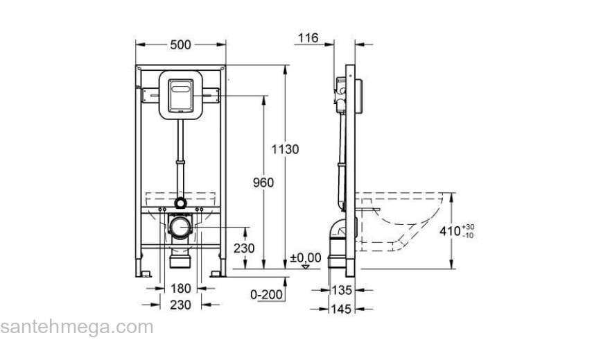 Инсталляция для подвесного унитаза GROHE Rapid SL 38519001. Фото