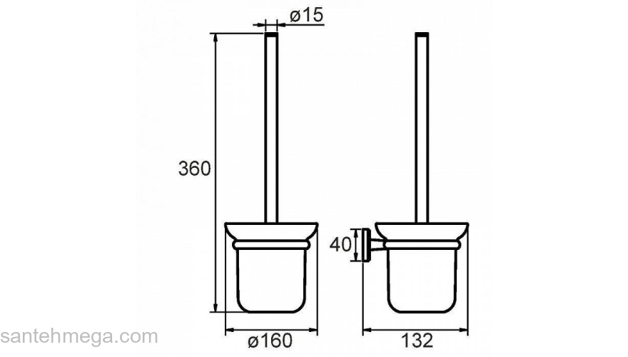 Ерш настенный  матовое стекло сплав металлов Labrador  Milardo LABSMG0M47 для ванной комнаты. Фото