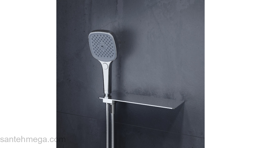 Выход для шланга с держателем для лейки и полкой хром Slide IDDIS SLIAC00i62. Фото