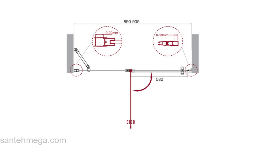 Душевая дверь BELBAGNO ETNA-B-12-60/30-C-Cr. Фото