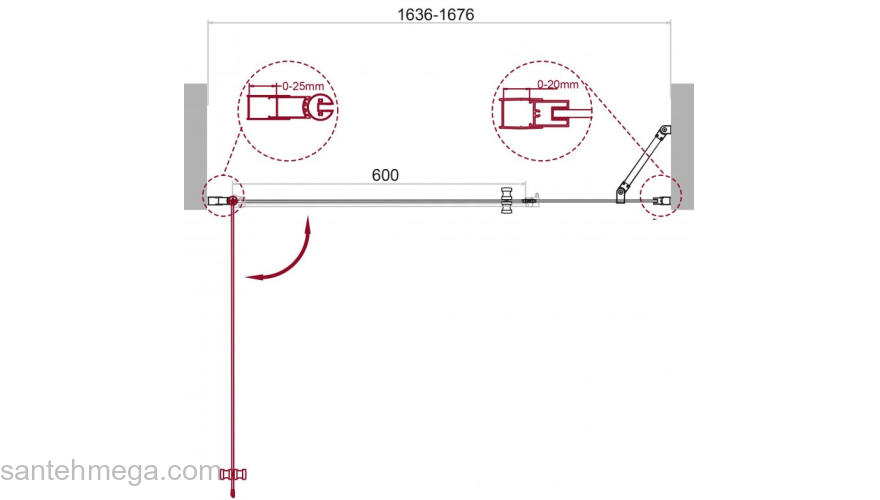 Душевая дверь BELBAGNO ETNA-B-11-100+70-C-Cr. Фото