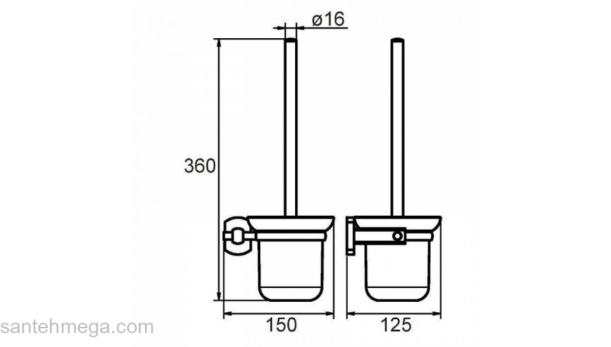 Ерш настенный  матовое стекло сплав металлов Neva  Milardo NEVSMG0M47 для ванной комнаты. Фото