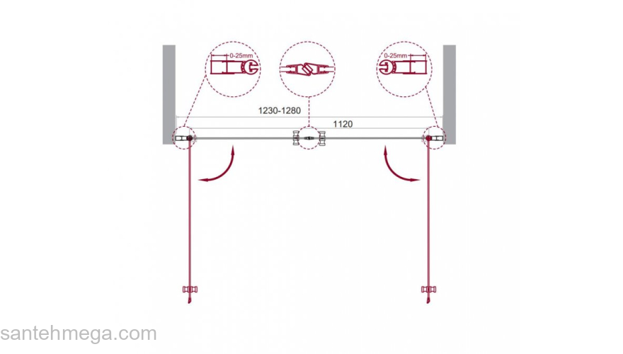 Душевая дверь BELBAGNO ETNA-B-2-130-C-Cr. Фото