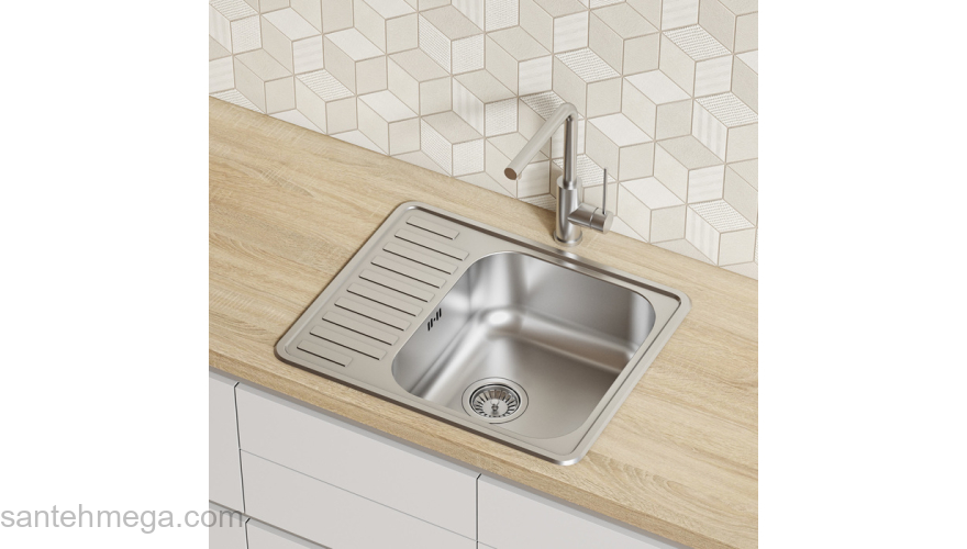 Мойка с сифоном арт. S11UPS0i84 нерж. сталь шелк 585*485 Strit S IDDIS STR58SDi77S. Фото