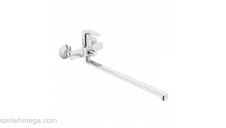 Смеситель для ванны с длинным изливом и керамическим дивертором Ray Iddis RAYSBL2i10WA. Фото