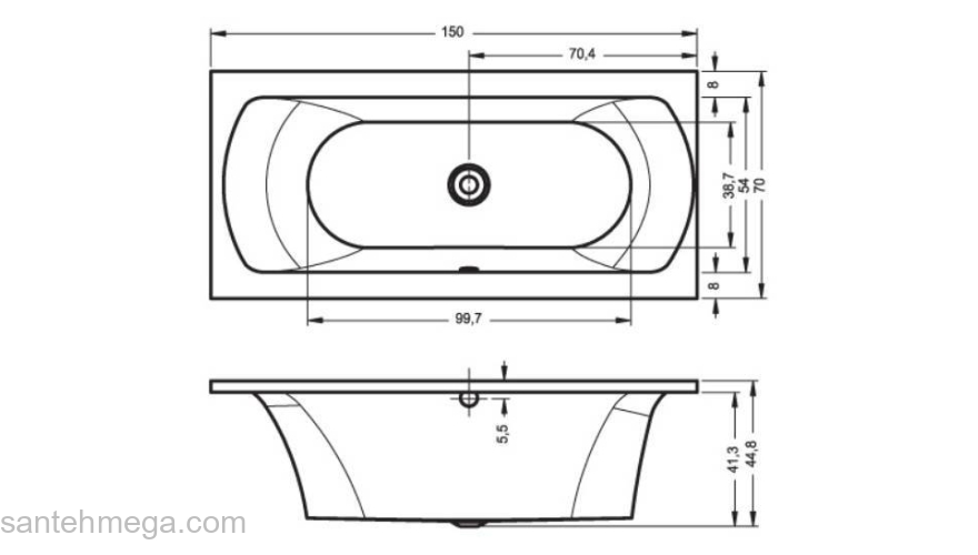 Ванна акриловая RIHO Lima 150х70 BB40005. Фото
