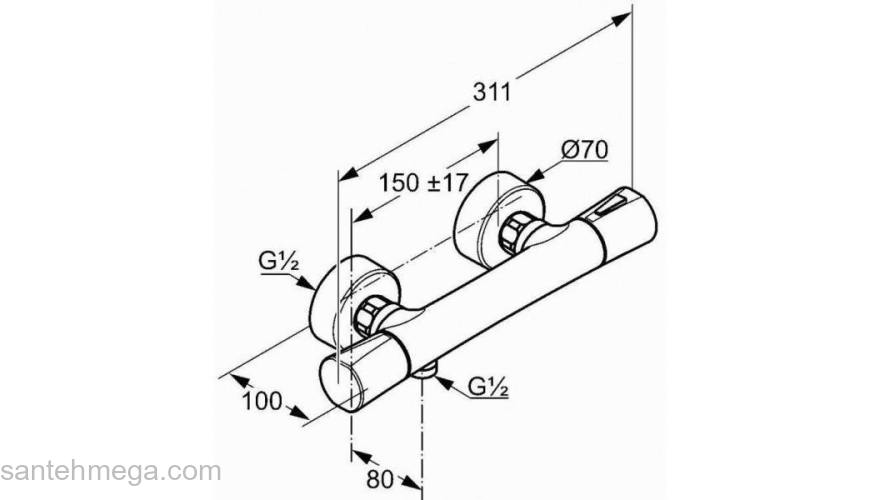 Смеситель термостатический для душа KLUDI Zenta 351009138. Фото