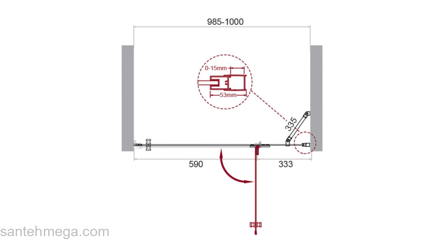 Душевая дверь BELBAGNO KRAFT-B-12-60/40-C-Cr-R. Фото