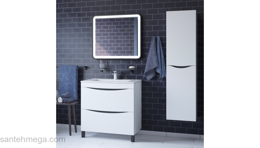 Тумба с умывальником напольная 80 см белая Cloud IDDIS CLO80WFi95K. Фото