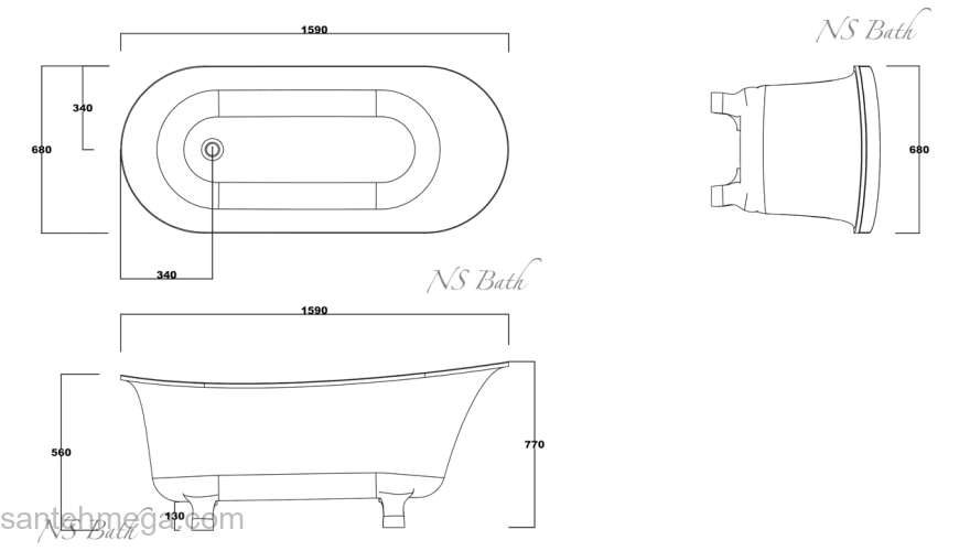 Ванна из литьевого мрамора NS BATH NSB-16680. Фото