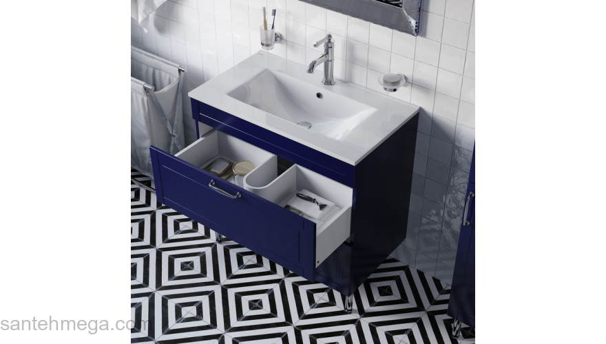 Тумба с умывальником напольная 80 см синий Oxford IDDIS OXF80N0i95K подходит умыв. 0138000i28. Фото