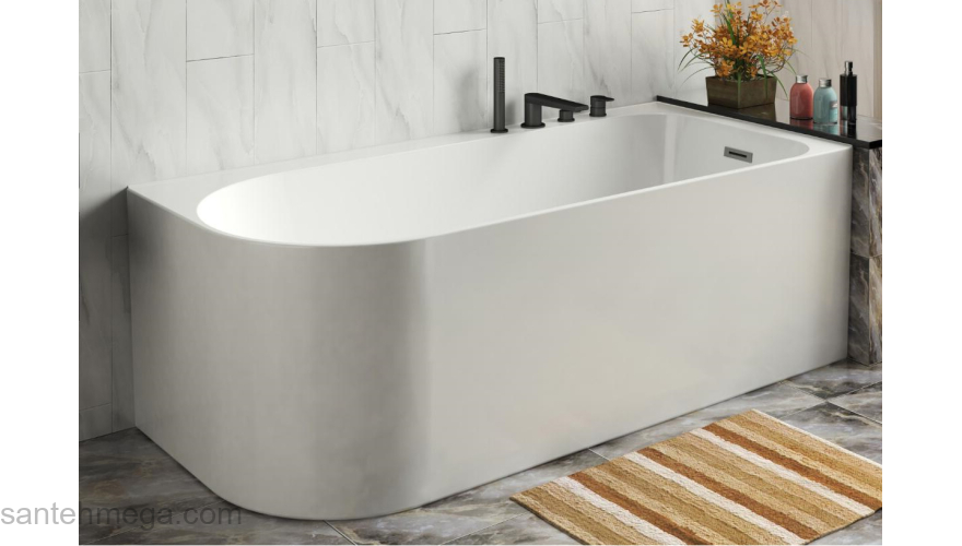 Ванна акриловая Azario LUTON 1700x800x580, пристенная, в комплекте с сифоном и металлической рамой, правая, белая  LUT17080 R. Фото