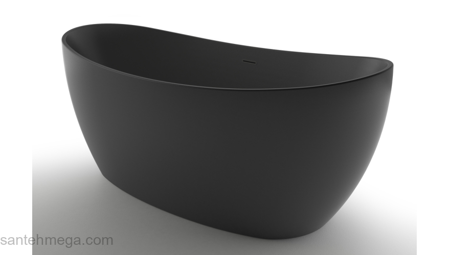 Ванна акриловая Azario GLASGOW 1800х800х665, свободностоящая, в комплекте с сифоном и металлической рамой, цвет черный GLA18080MB. Фото