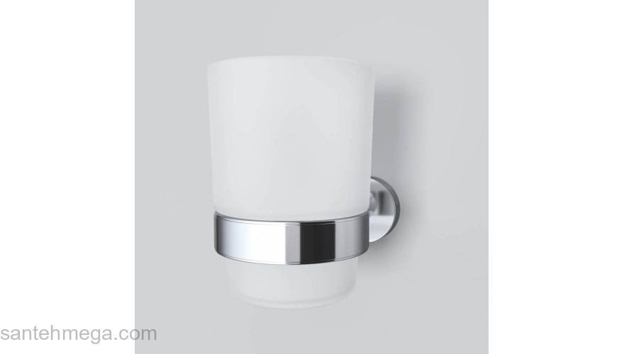 Стеклянный стакан с настенным держателем AM.PM Sense A7434300 для ванной комнаты. Фото