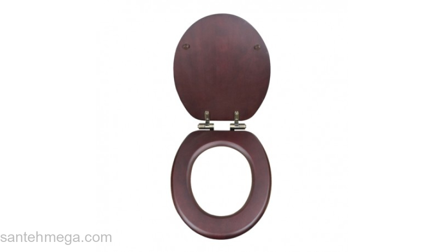 Деревянное быстросъемное сидение MAGLIEZZA Retro 9000M-BR махагон, петли бронза. Фото