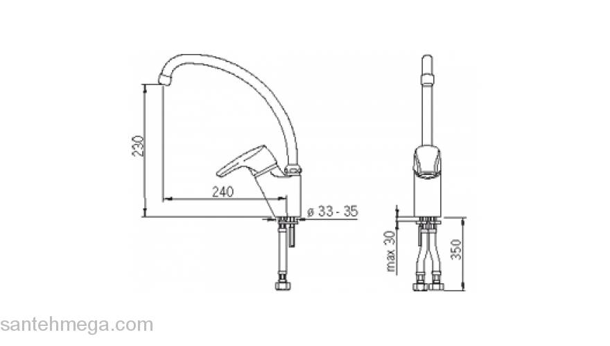 Смеситель для кухни ORAS Saga 1933F. Фото