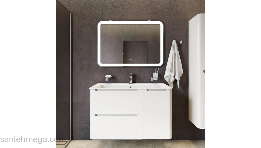 Тумба с умывальником подвесная 100 см белая Edifice IDDIS EDI10W1i95K. Фото