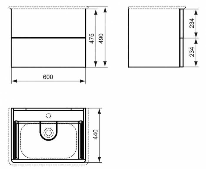 Тумба под раковину 60 см IDEAL STANDARD Softmood T7800WG. Фото