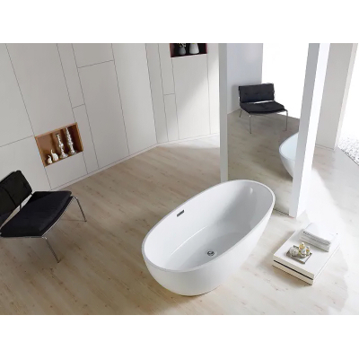 Ванна акриловая Azario LEEDS 1685х840х580, свободностоящая, в комплекте с сифоном и металлической рамой LEE17085. Фото