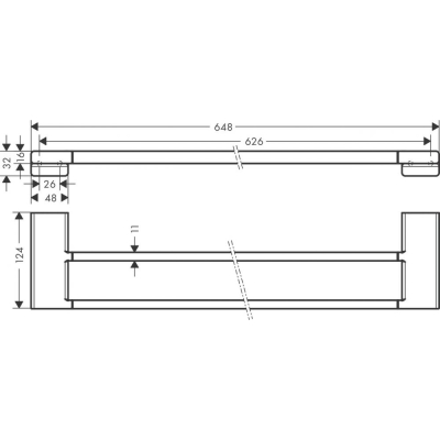 Двойной держатель полотенец AddStoris Hansgrohe 41743700, матовый белый для ванной комнаты. Фото