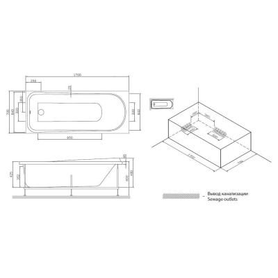 Каркас для ванны 170х70 см AM.PM Like W80A-170-070W-R. Фото