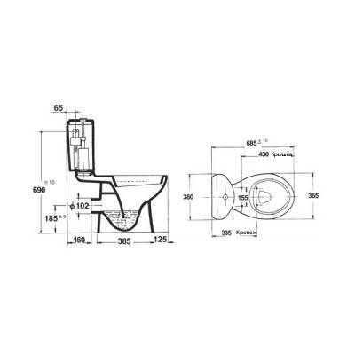 Унитаз напольный JACOB DELAFON PATIO 4101G-00. Фото